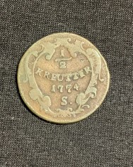 Moneda 1/2 kreuzer 1774 S Austria foto
