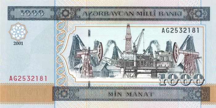 Azerbaijan 1 000 Manat 2001 UNC, clasor A1