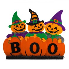 Decoratiune Halloween, Model Dovleci &quot;BOO&quot;, Spuma, Multicolor, 55x45 cm