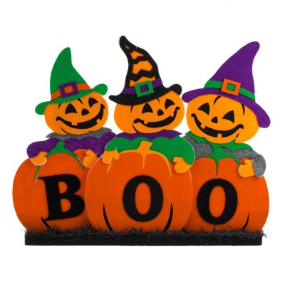 Decoratiune Halloween, Model Dovleci &amp;quot;BOO&amp;quot;, Spuma, Multicolor, 55x45 cm foto