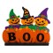 Decoratiune Halloween, Model Dovleci &quot;BOO&quot;, Spuma, Multicolor, 55x45 cm