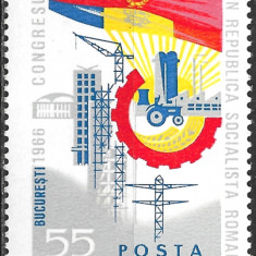 ROMÂNIA 1966 - LP 629 - CONGRESUL SINDICATELOR DIN R. S. ROMÂNIA - SERIE MNH