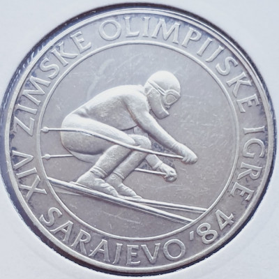 346 Iugoslavia Yugoslavia 500 Dinara 1982 Olympics 1984 Skiing km 92 argint foto