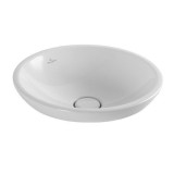 Lavoar pe blat Villeroy &amp; Boch, Loop &amp; Friends, rotund, fara orificiu pentru baterie, 43 cm, alb alpin