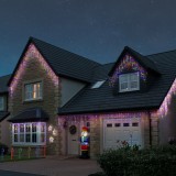 Instalatie Craciun Yoto, Tip Franjuri/Turturi, 12 m, 300 LED-uri, Prelungitor 1.5 m, 8 Jocuri de Lumini, Interconectabila, Conectare la Retea, Fir tra, Flippy