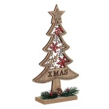 Decoratiune Crăciun Brad Lemn, Glitter Bej șampanie, 22.5 cm, Oem