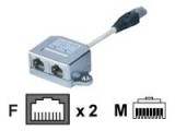 Digitus AT, AG CX2 , T, Adaptor RJ45 CAT5e, 19 cm, 1A M la 2A F, STP
