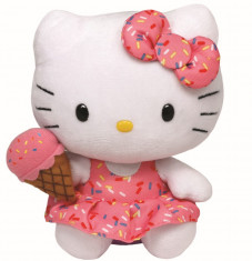 Jucarie de plus TY 15 cm Hello Kitty - Beanie Babies cu inghetata foto
