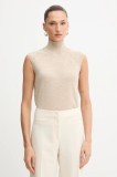 BOSS vestă de l&acirc;nă culoarea bej, light, cu turtleneck, 50544998