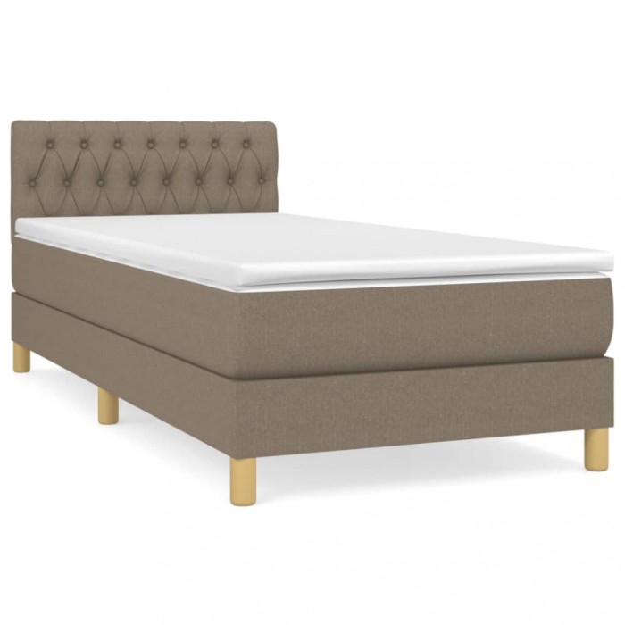 Pat box spring cu saltea, gri taupe, 80x200 cm, textil