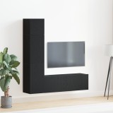 Set de cabinet TV montat pe perete 3 piese vidaXL Stejar negru lemn prelucrat