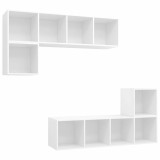 Cumpara ieftin Set de dulapuri TV, 4 piese, alb, lemn prelucrat