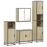 Cumpara ieftin Set de mobilier de baie din 4 piese din lemn de stejar Sonoma