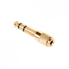 Adaptor jack 6,3mm stere, tata - jack 3,5mm stereo, mama, gold - 401617