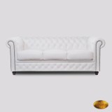 Chesterfield Canapea 3 Locuri Brighton FT Alb, Canapele fixe