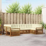 vidaXL Seturi de canapele 6 pcs Natural și Crem Lemn Solid de Acacia 3374020