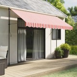 VidaXL P&acirc;nză de rezervă copertină, dungi roșii și albe, 3,5x2,5 m