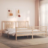 Cumpara ieftin Cadru pat cu tăblie 200x200 cm, lemn masiv de pin
