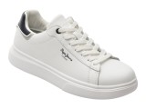Cumpara ieftin Pantofi sport PEPE JEANS albi, MS0044, din piele naturala