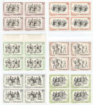 |Romania, LP 626/1966, Dansuri populare, blocuri de 4 timbre, MNH foto