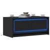 VidaXL Măsuță de cafea cu lumini LED, negru, lemn prelucrat
