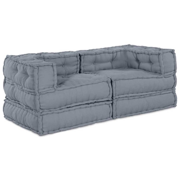 vidaXL Canapea modulară Manual 2 pcs Gri 70 x 70 x 56 cm țesătură 3315091