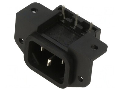 Conector Alimentare AC Soclu Tată 10A 250V IEC 60320 THT foto