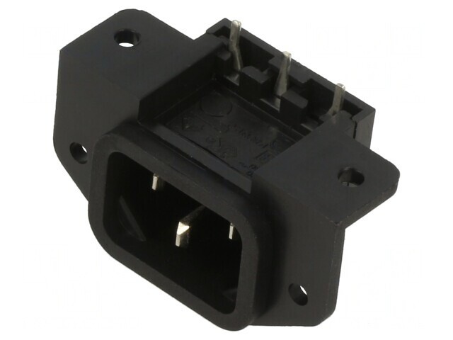 Conector Alimentare AC Soclu Tată 10A 250V IEC 60320 THT
