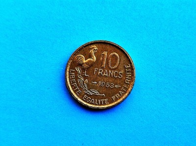 10 Francs 1953 Franta-AUNC- foto