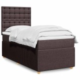 VidaXL Pat box spring cu saltea, maro &icirc;nchis, 100x200 cm, textil