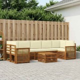 vidaXL Set de canapele de exterior cu pernă 8 pcs Natural și Crem 3384146
