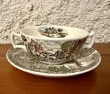 BOL CU FARFURIE- ENGLISH IRONSTONE WOOD &amp; SONS- "THE POST HOUSE"