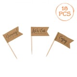 Scobitori Party Decor, 18 Bucăți, 6.8cm, Kraft, Mesaje Diverse