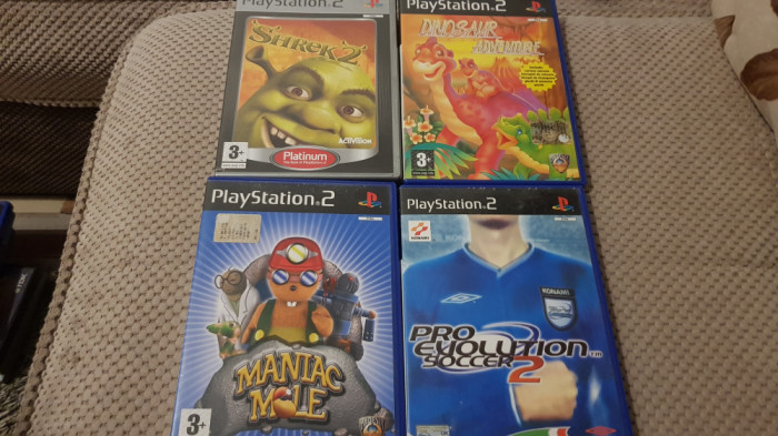 Joc/jocuri ps2 Playstation 2 PS 2 Colectie 4 jocuri PES SHREK Dinosaur pt copii