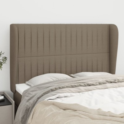 vidaXL Tăblie de pat cu aripioare gri taupe 147x23x118/128 cm textil 3118196 foto