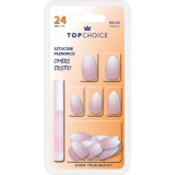 Set 24 unghii artificiale si adeziv Ombre Stiletto Top Choice Pink Almond 78170