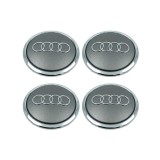 Set 4 Capac Janta Aliaj Audi 61 MM, Gri Cu Rama Crom