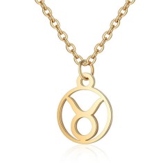 Taur, Lantisor auriu cu pandantiv zodiac, bijuterie inox cu semne zodiacale pentru dama si barbati foto