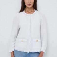 Luisa Spagnoli cardigan CONFORTO femei, culoarea alb, 58327