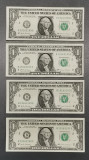 SUA 1 Dollar 4 bancnote consecutive UNC
