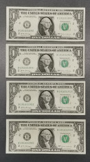 SUA 1 Dollar 4 bancnote consecutive UNC foto
