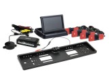 Set senzori de parcare AMiO TFT02 4,3 inch cu camera HD-4LED, 4 senzori interiori negri, afisaj, asistent parcare cu activare automata la mersul