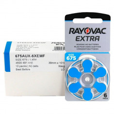 Baterii Rayovac Extra 675 PR44 Zinc-Aer 1.45V Pentru Aparate Auditive Set 60 Baterii foto