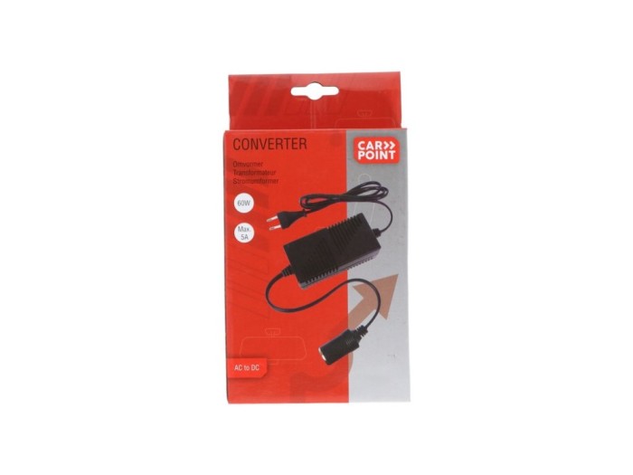 Adaptor 220V-12V bricheta auto, Invertor de tensiune auto Carpoint 230V-12V , 60W, max 5A , transformator, convertor