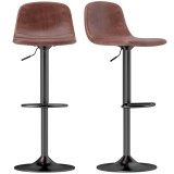 HOMCOM Set 2 Scaune Inalte Reglabile 360&deg; cu Spatar si Suport pentru Picioare pentru Bucatarie Bar sau Sufragerie 40,5x44x84-104 cm Maro | Aosom Roman