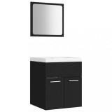 Cumpara ieftin Set mobilier de baie, negru, lemn prelucrat
