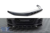 Spoiler Maxton Design versiunea 2 potrivit pentru bara frontala a Audi SQ7, Q7 S-Line 2016-2019, lac negru Performance AutoTuning