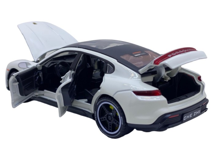 Macheta replica Porsche Taycan crem 1:32 sunet, lumini, deschide tot