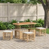 vidaXL Set de masă pentru grădină cu pernă 4 pcs Natur și Alb 42026763