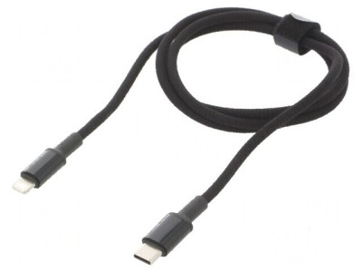 Cablu USB 2.0 Apple Lightning și USB C 1m 20W negru foto
